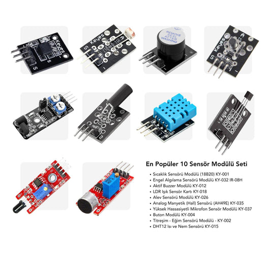 Arduino Popüler 10 Parça Sensör Modül Seti